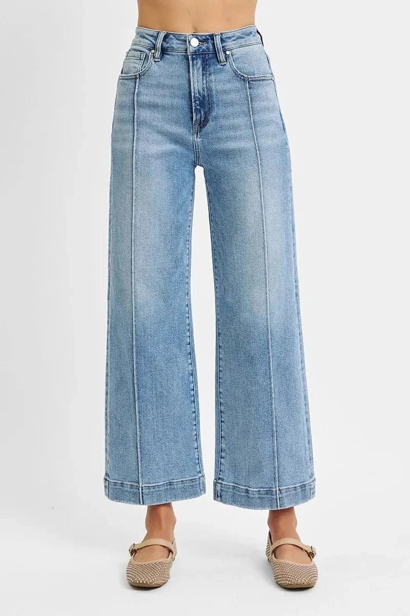 RISEN Full Size High Rise Crop Wide Leg Jeans Plus Size - LIGHT by Trendsi from FREYA’S CLOSET