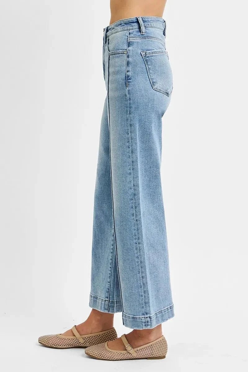 RISEN Full Size High Rise Crop Wide Leg Jeans Plus Size - LIGHT by Trendsi from FREYA’S CLOSET