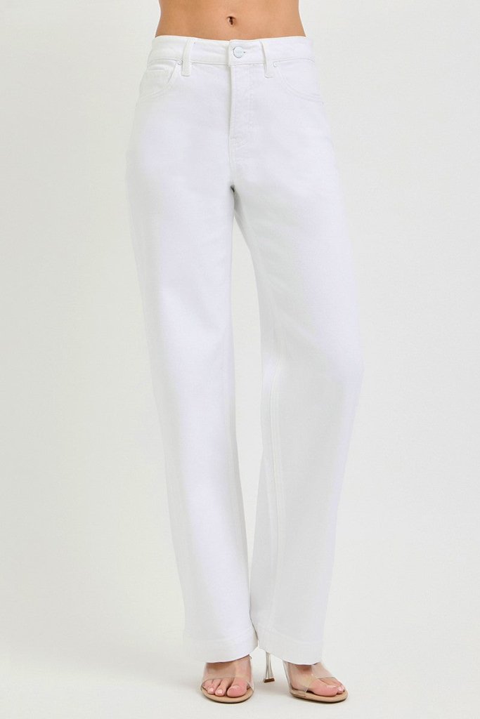 RISEN Full Size High Rise Wide Baggy Pants Plus Size - WHITE by Trendsi from FREYA’S CLOSET