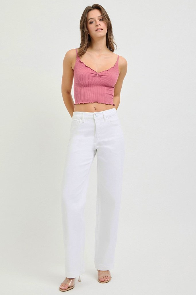 RISEN Full Size High Rise Wide Baggy Pants Plus Size - WHITE by Trendsi from FREYA’S CLOSET