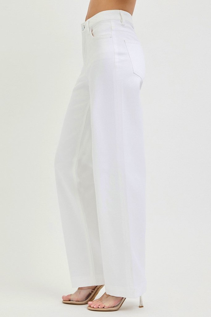 RISEN Full Size High Rise Wide Baggy Pants Plus Size - WHITE by Trendsi from FREYA’S CLOSET