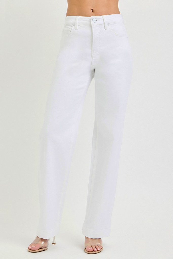 RISEN Full Size High Rise Wide Baggy Pants Plus Size - WHITE by Trendsi from FREYA’S CLOSET
