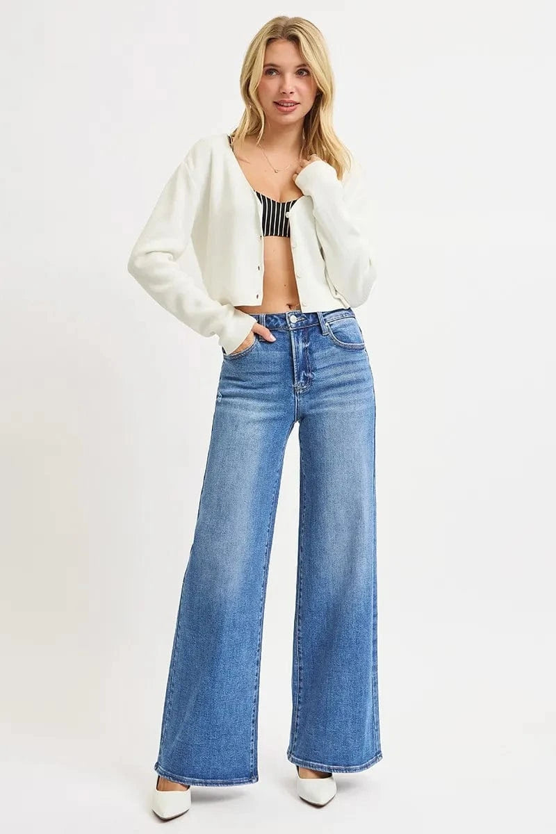 Trendsi Jeans MEDIUM / 0 RISEN Full Size High Rise Wide Leg Jeans Plus Size