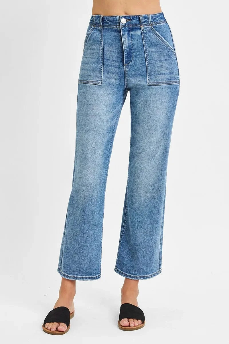 Trendsi Jeans RISEN Full Size High Waisted Bootcut Cropped Jeans Plus Size