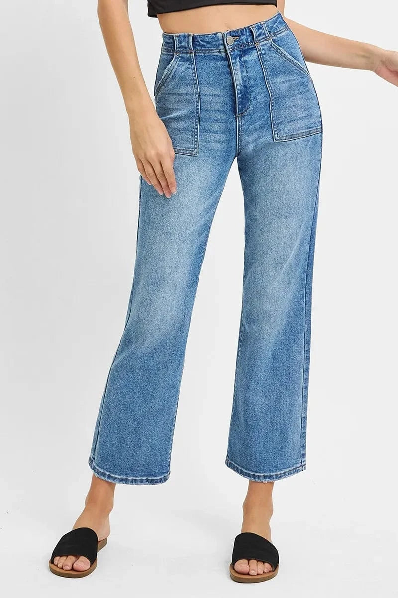Trendsi Jeans Medium / 0(24) RISEN Full Size High Waisted Bootcut Cropped Jeans Plus Size