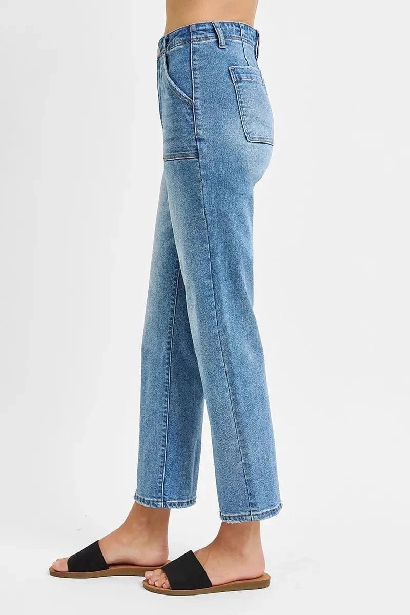 RISEN Full Size High Waisted Bootcut Cropped Jeans Plus Size - Medium by Trendsi from FREYA’S CLOSET