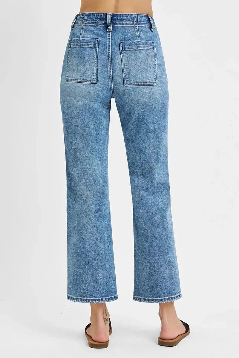 RISEN Full Size High Waisted Bootcut Cropped Jeans Plus Size - Medium by Trendsi from FREYA’S CLOSET