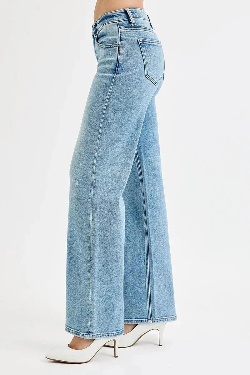 RISEN Full Size Low Rise Ankle Boyfriend Distressed Jeans Plus Size - MEDIUM by Trendsi from FREYA’S CLOSET