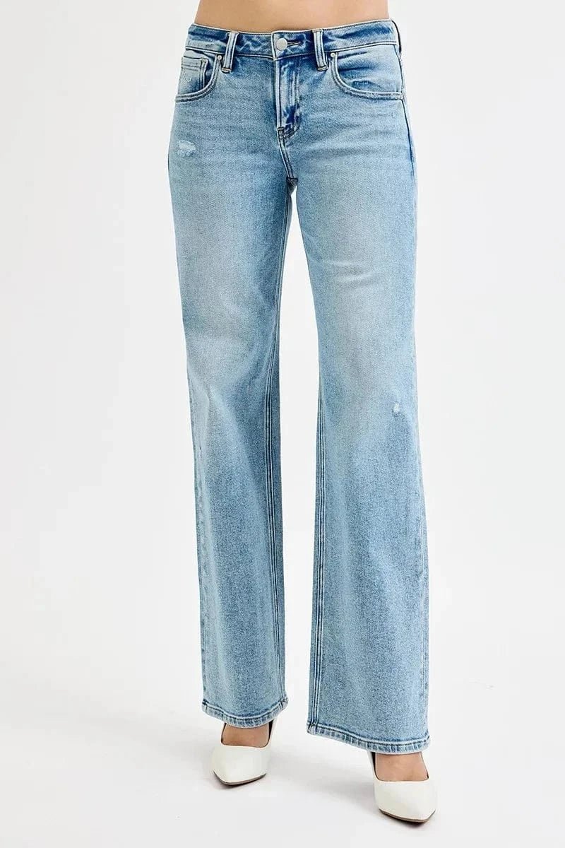 RISEN Full Size Low Rise Ankle Boyfriend Distressed Jeans Plus Size - MEDIUM by Trendsi from FREYA’S CLOSET