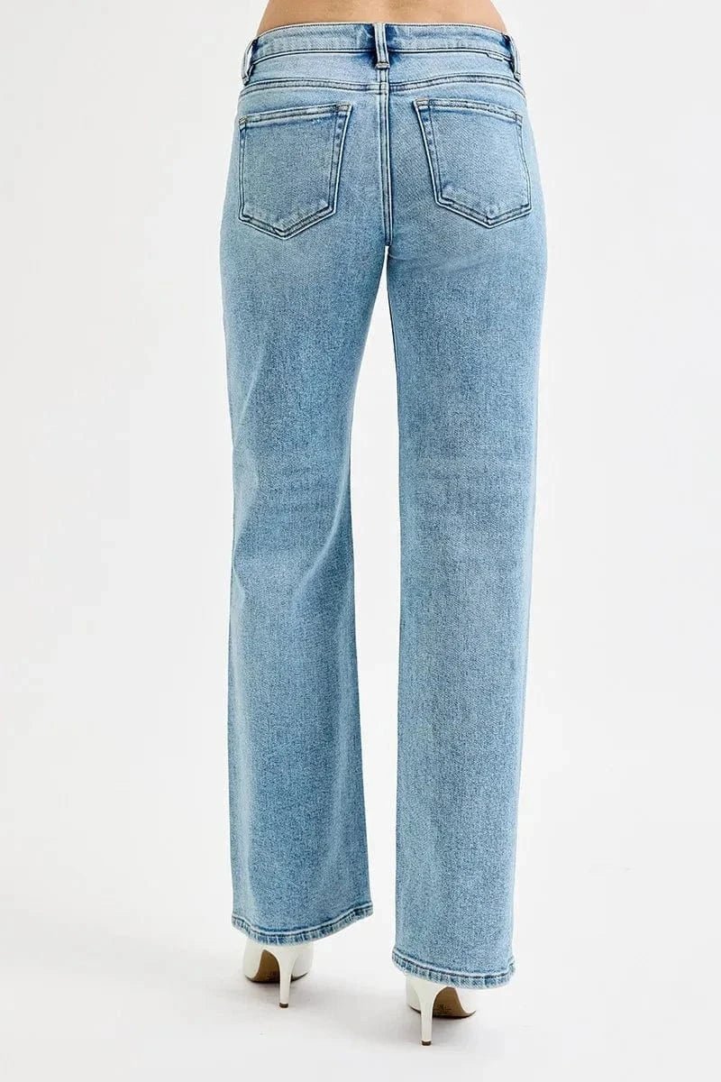 RISEN Full Size Low Rise Ankle Boyfriend Distressed Jeans Plus Size - MEDIUM by Trendsi from FREYA’S CLOSET