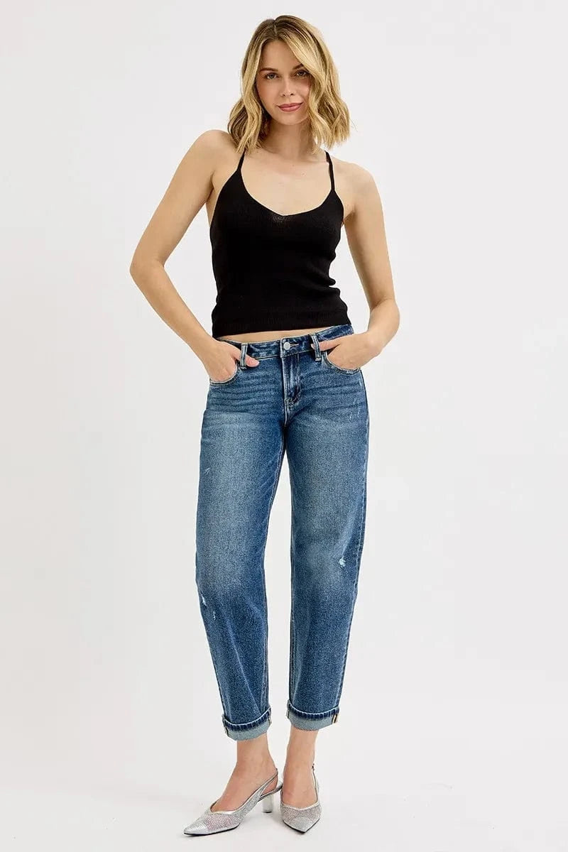 Trendsi RISEN Full Size Low Rise Crop Boyfriend Jeans Plus Size