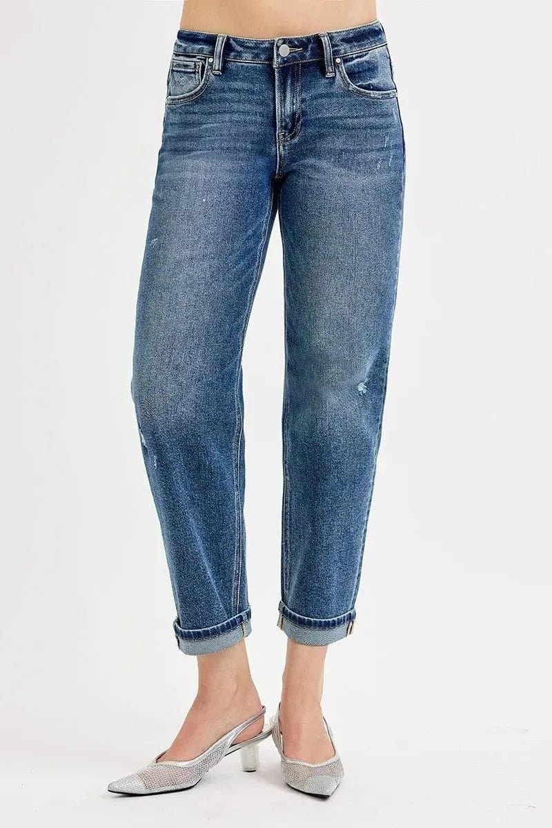 RISEN Full Size Low Rise Crop Boyfriend Jeans Plus Size - DARK by Trendsi from FREYA’S CLOSET