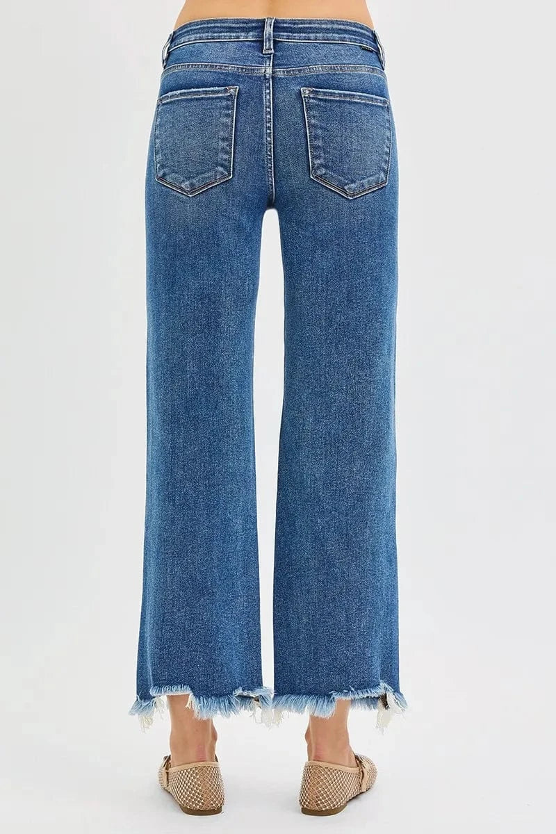 Trendsi Jeans RISEN Full Size Mid Rise Crop Straight Jeans Plus Size