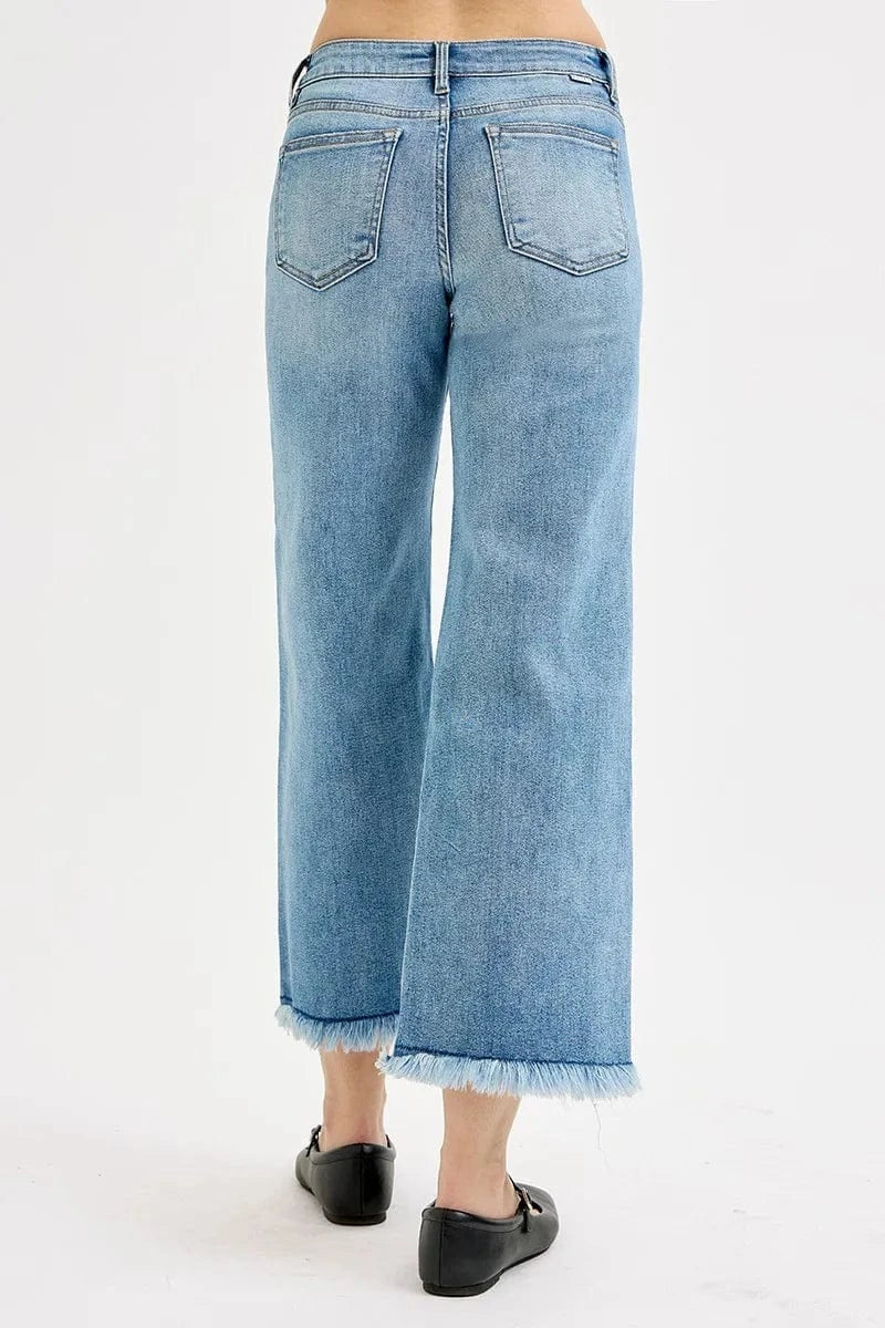 Trendsi RISEN Full Size Mid Rise Crop Wide Leg Jeans Plus Size