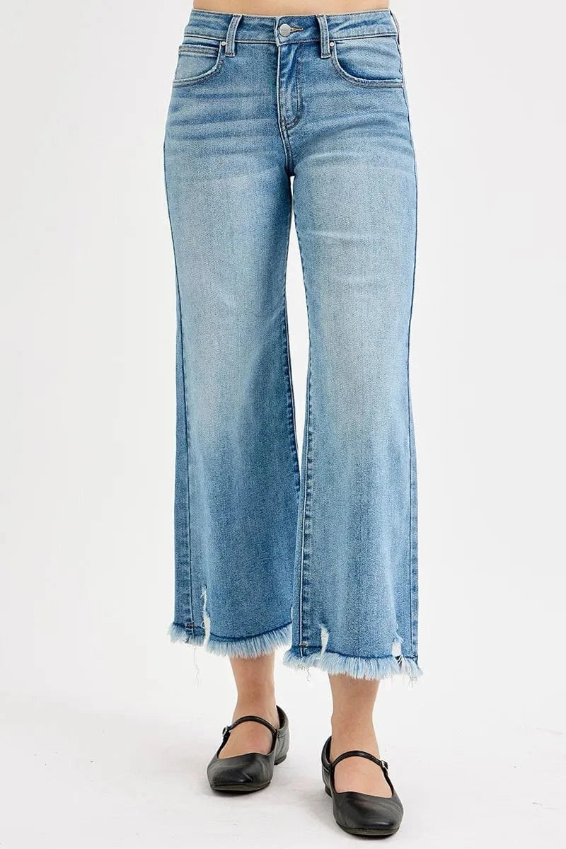 Trendsi RISEN Full Size Mid Rise Crop Wide Leg Jeans Plus Size