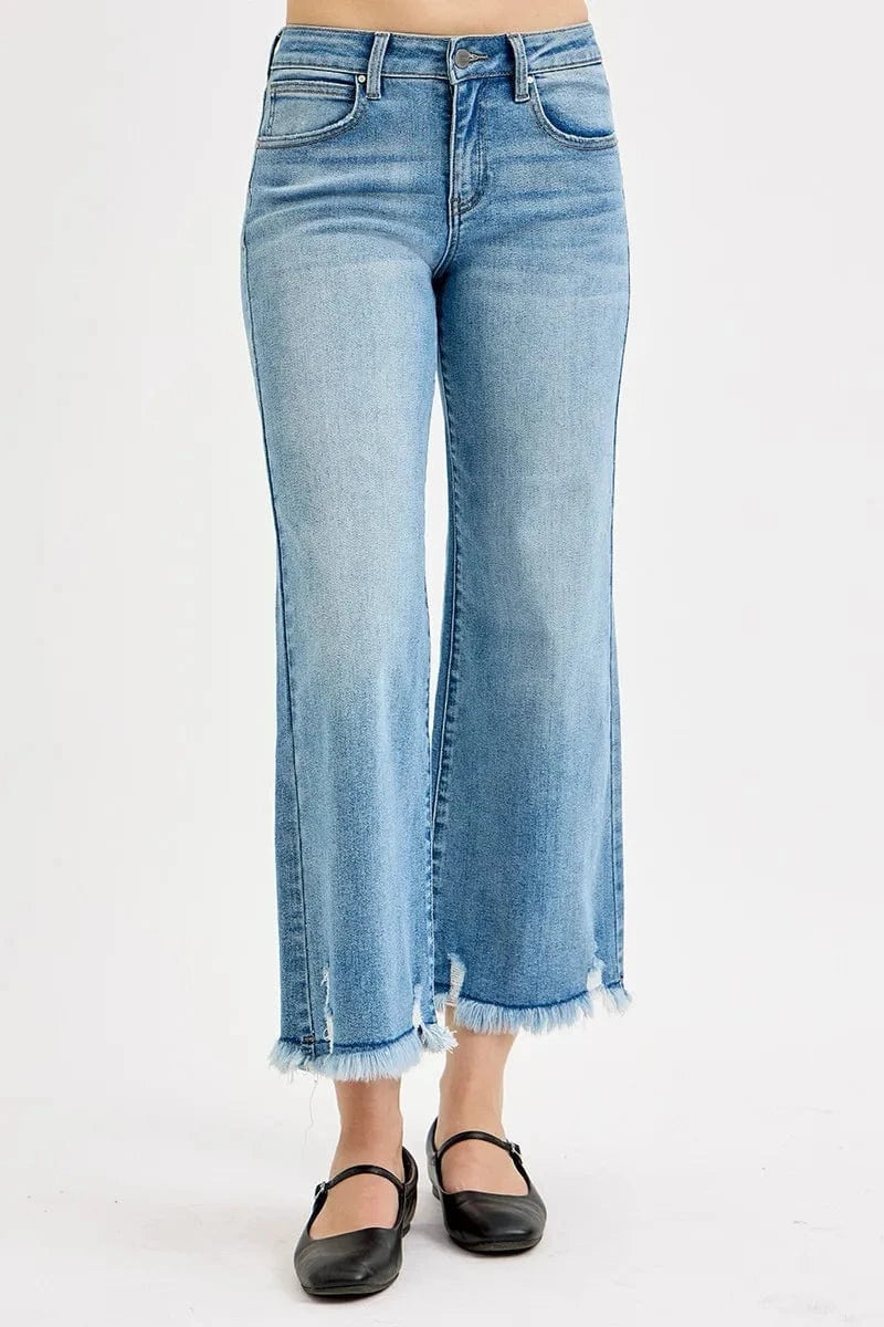 Trendsi Jeans RISEN Full Size Mid Rise Crop Wide Leg Jeans Plus Size