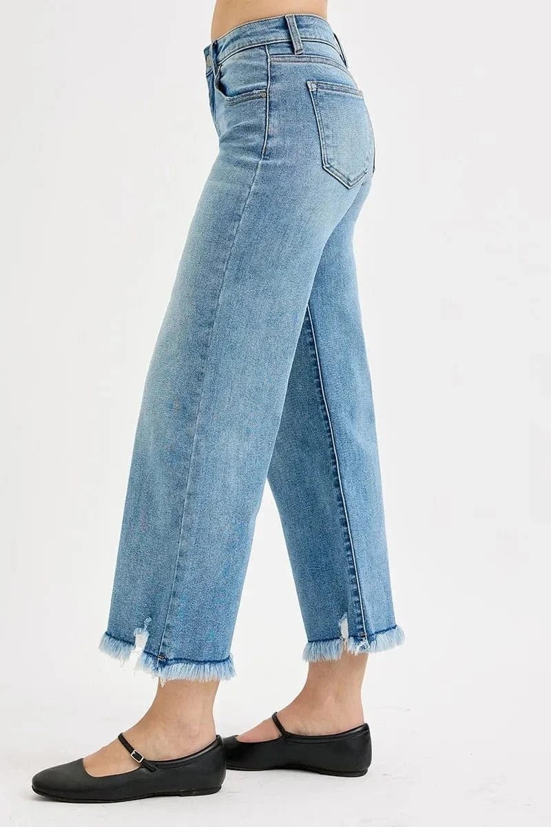 RISEN Full Size Mid Rise Crop Wide Leg Jeans Plus Size - LIGHT by Trendsi from FREYA’S CLOSET