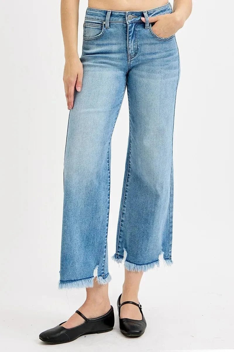 RISEN Full Size Mid Rise Crop Wide Leg Jeans Plus Size - LIGHT by Trendsi from FREYA’S CLOSET
