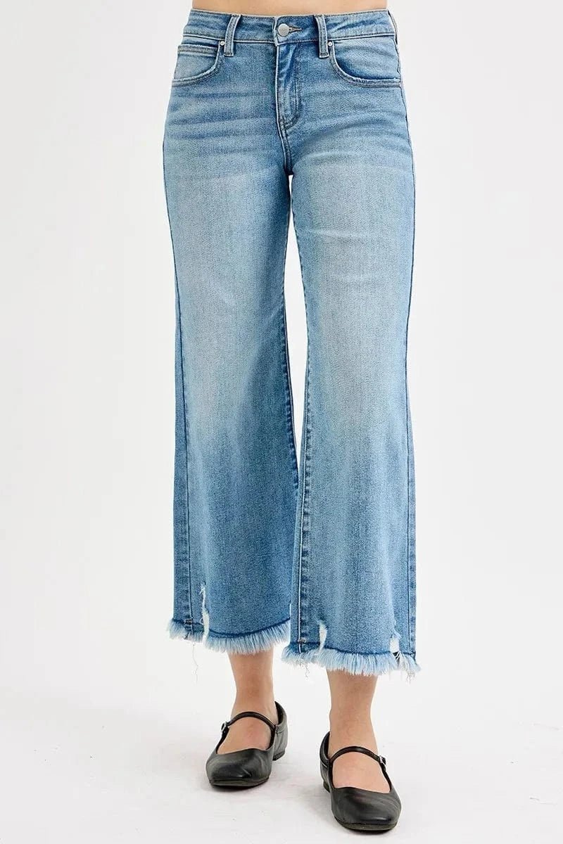 RISEN Full Size Mid Rise Crop Wide Leg Jeans Plus Size - LIGHT by Trendsi from FREYA’S CLOSET