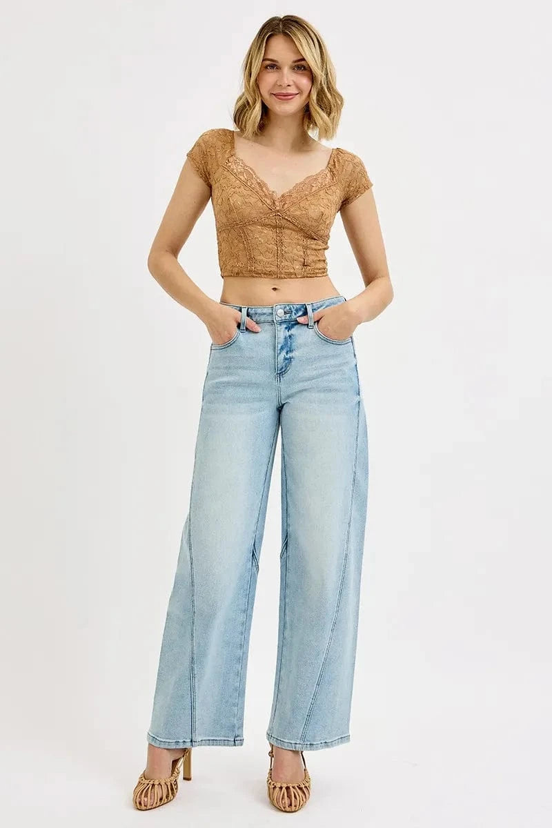 Trendsi Jeans RISEN Full Size Mid Rise Fit Barrel Jeans Plus Size