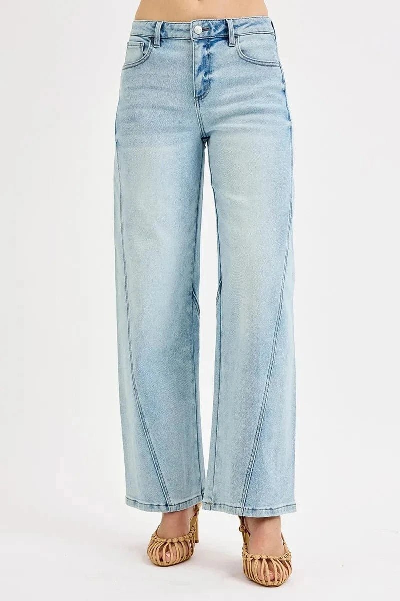 RISEN Full Size Mid Rise Fit Barrel Jeans Plus Size - LIGHT by Trendsi from FREYA’S CLOSET