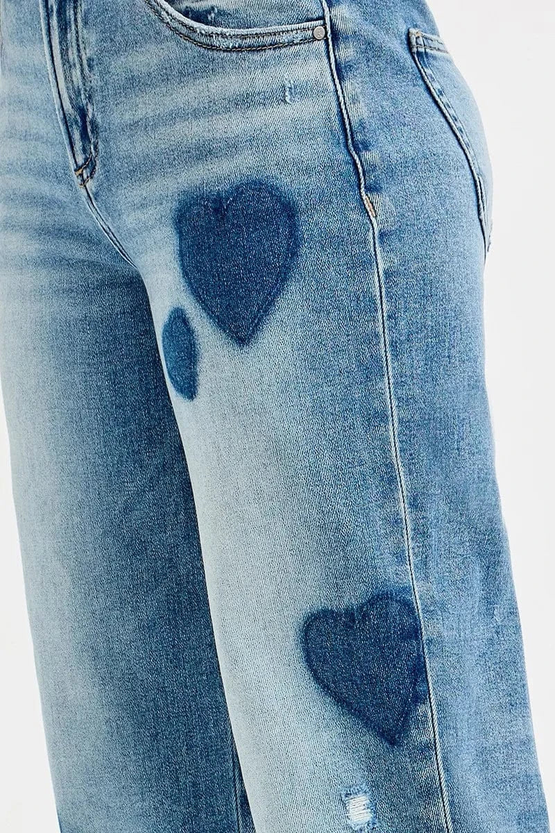 Trendsi Jeans RISEN Full Size Mid Rise Fit-boyfriend Heart Shade Jeans Plus Size