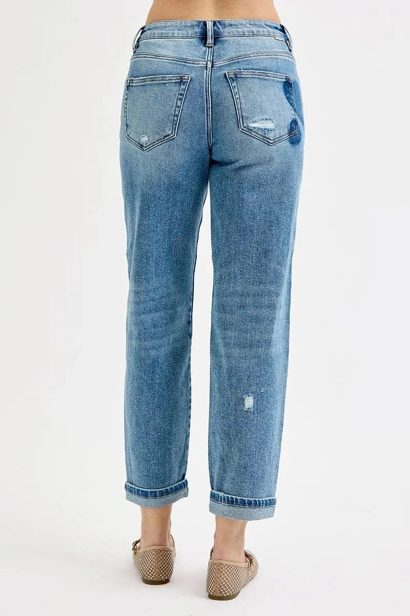 Trendsi Jeans RISEN Full Size Mid Rise Fit-boyfriend Heart Shade Jeans Plus Size