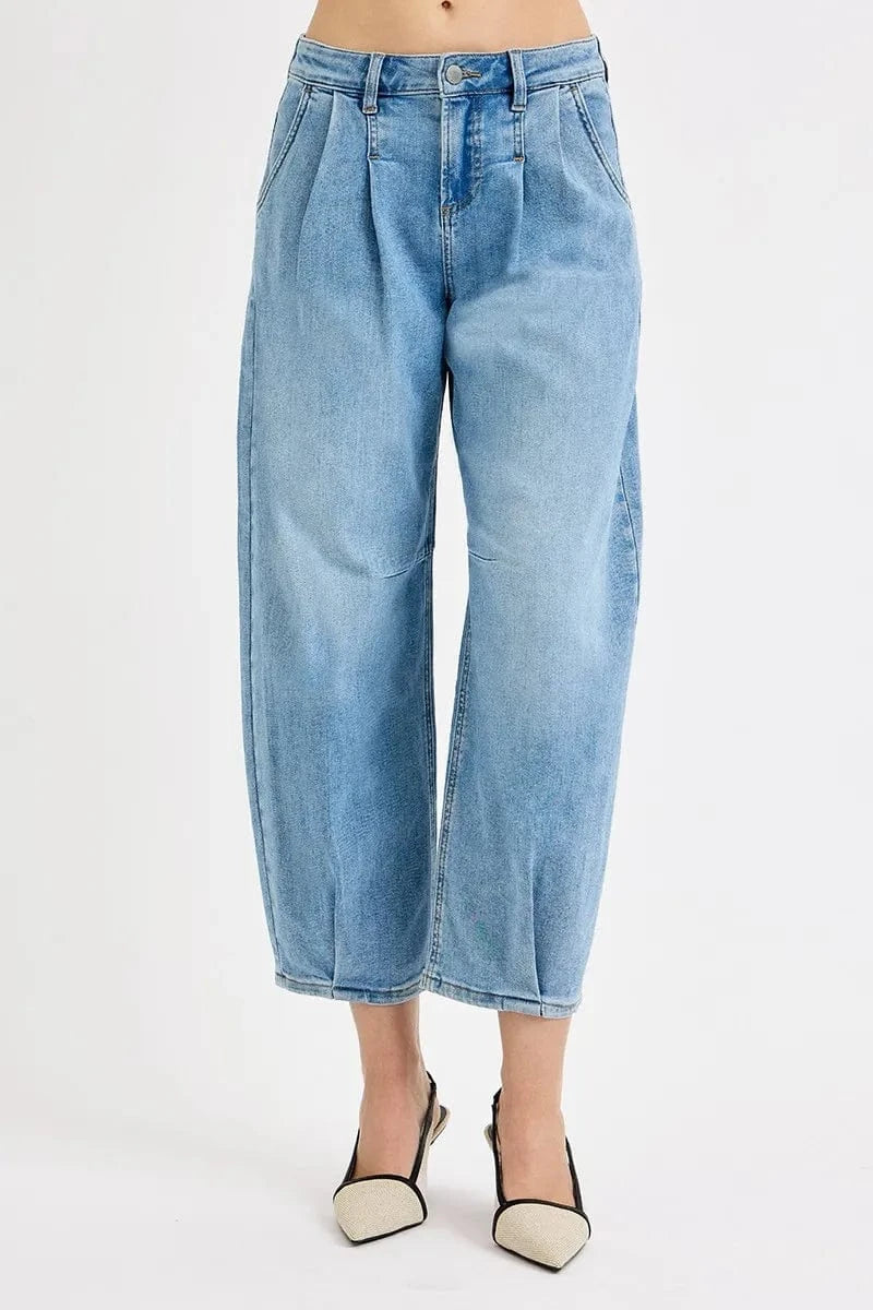 Trendsi Jeans MEDIUM / 0 RISEN Full Size Mid Rise Fit Crop Wide Volume Leg Jeans Plus Size