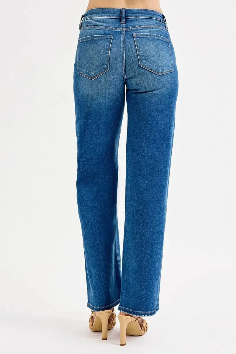 Trendsi RISEN Full Size Mid Waist Fit Boyfriend Knee Distressed Jeans Plus Size