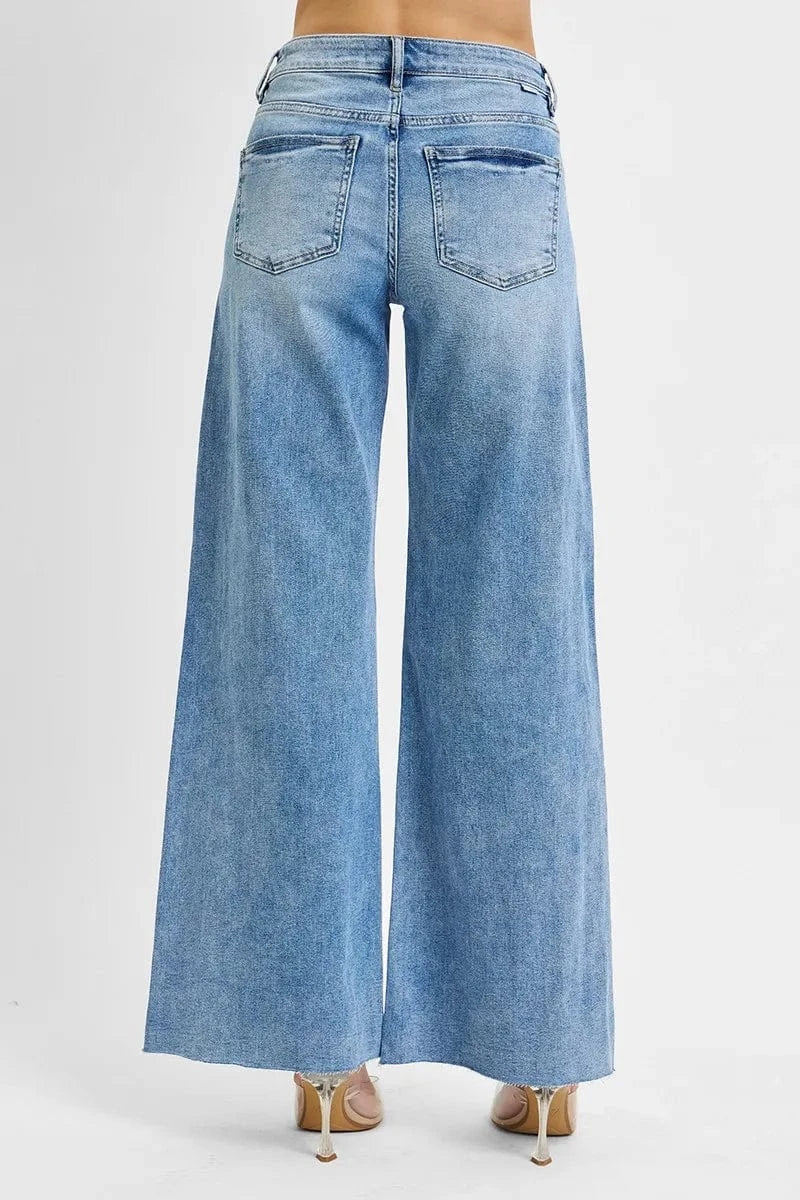 Trendsi RISEN Full Size Tummy Control High Rise Ankle Palazzo Jeans Plus Size