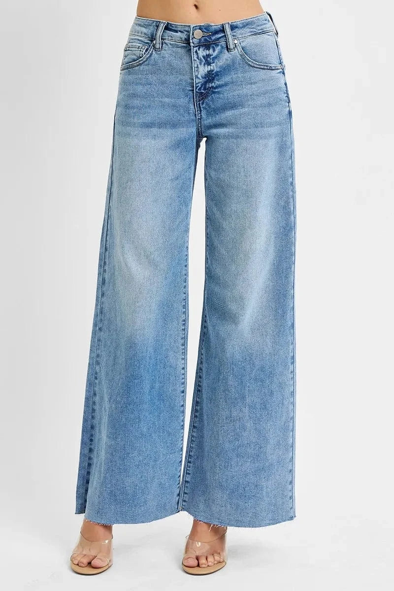 Trendsi RISEN Full Size Tummy Control High Rise Ankle Palazzo Jeans Plus Size