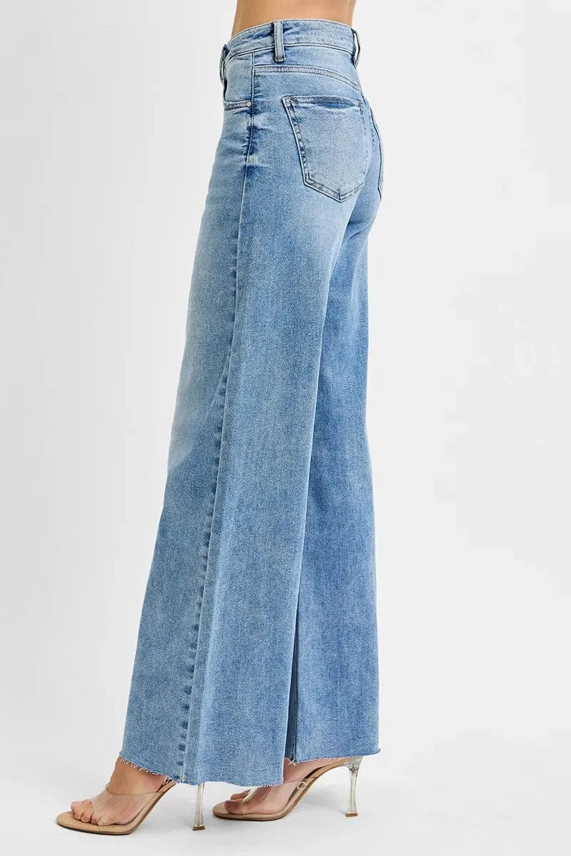 Trendsi RISEN Full Size Tummy Control High Rise Ankle Palazzo Jeans Plus Size