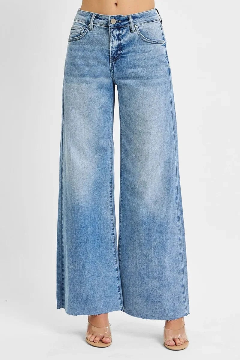 Trendsi RISEN Full Size Tummy Control High Rise Ankle Palazzo Jeans Plus Size