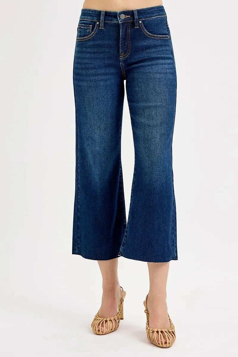 Trendsi RISEN Full Size Tummy Control High Rise Crop Wide Jeans Plus Size
