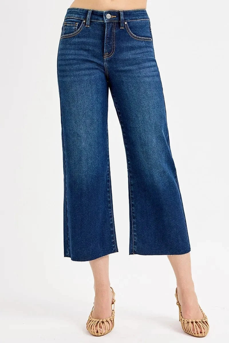 Trendsi RISEN Full Size Tummy Control High Rise Crop Wide Jeans Plus Size