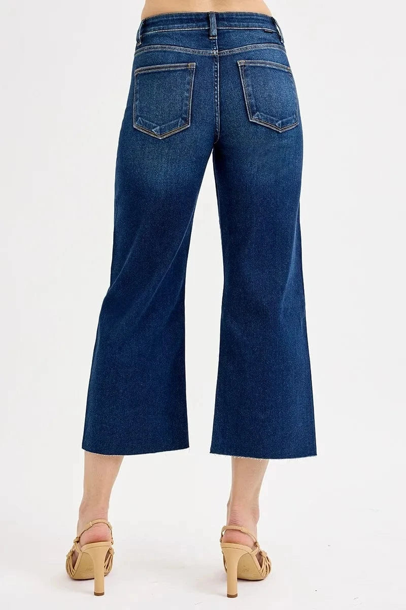 Trendsi RISEN Full Size Tummy Control High Rise Crop Wide Jeans Plus Size