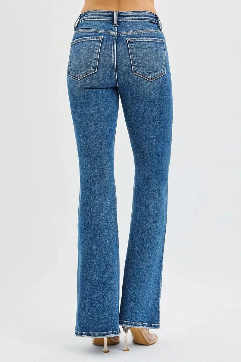 Trendsi Bottoms RISEN Full Size Tummy Control High Rise Flare Jeans Plus Size
