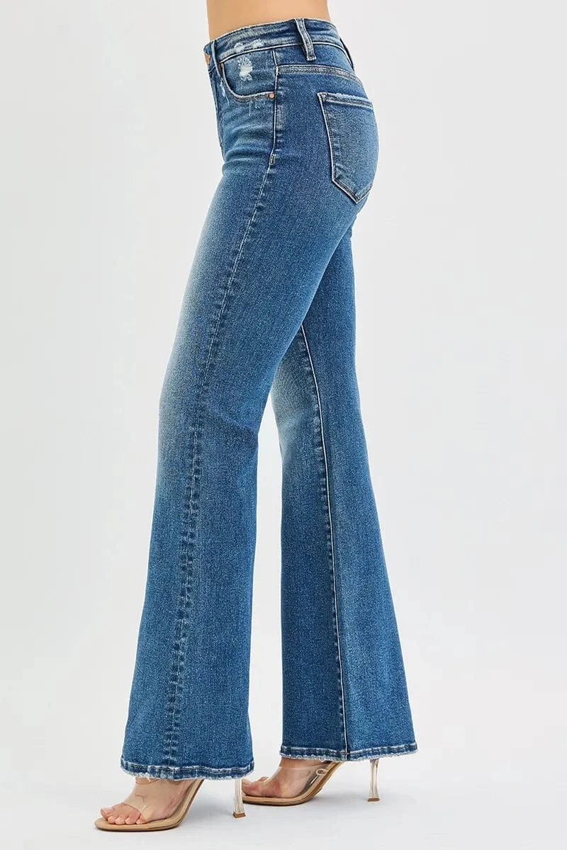 Trendsi Bottoms RISEN Full Size Tummy Control High Rise Flare Jeans Plus Size
