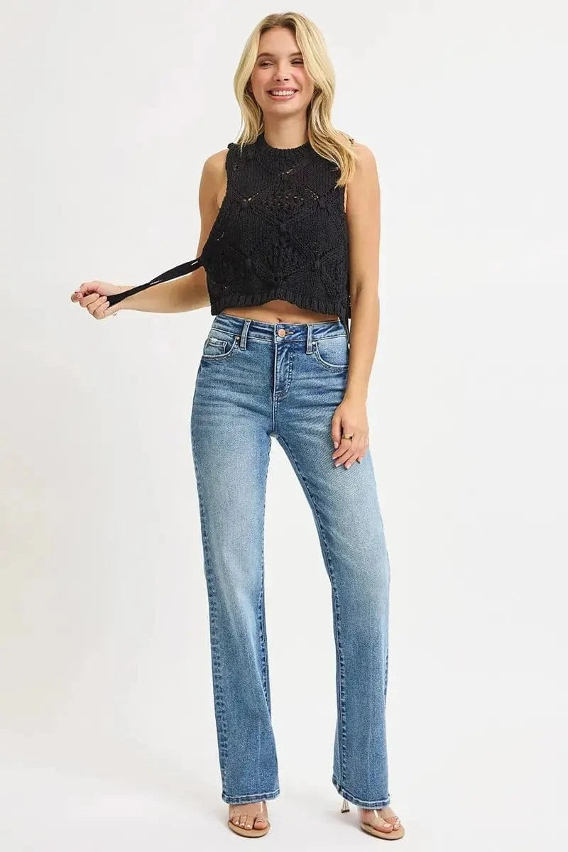 Trendsi Bottom MEDIUM / 0 RISEN Full Size Tummy Control High Rise Straight Jeans Plus Size