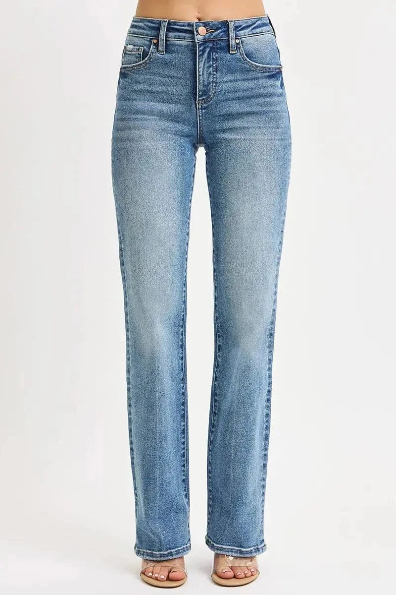 Trendsi Bottom RISEN Full Size Tummy Control High Rise Straight Jeans Plus Size