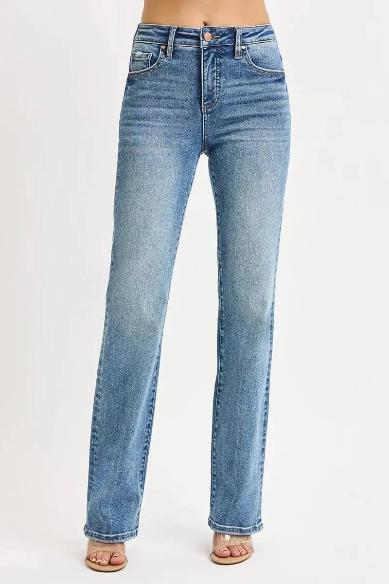 Trendsi Bottom RISEN Full Size Tummy Control High Rise Straight Jeans Plus Size