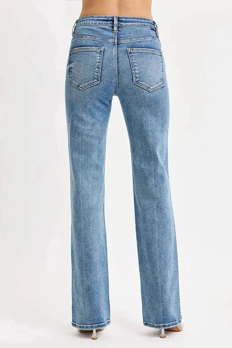 RISEN Full Size Tummy Control High Rise Straight Jeans Plus Size - MEDIUM by Trendsi from FREYA’S CLOSET
