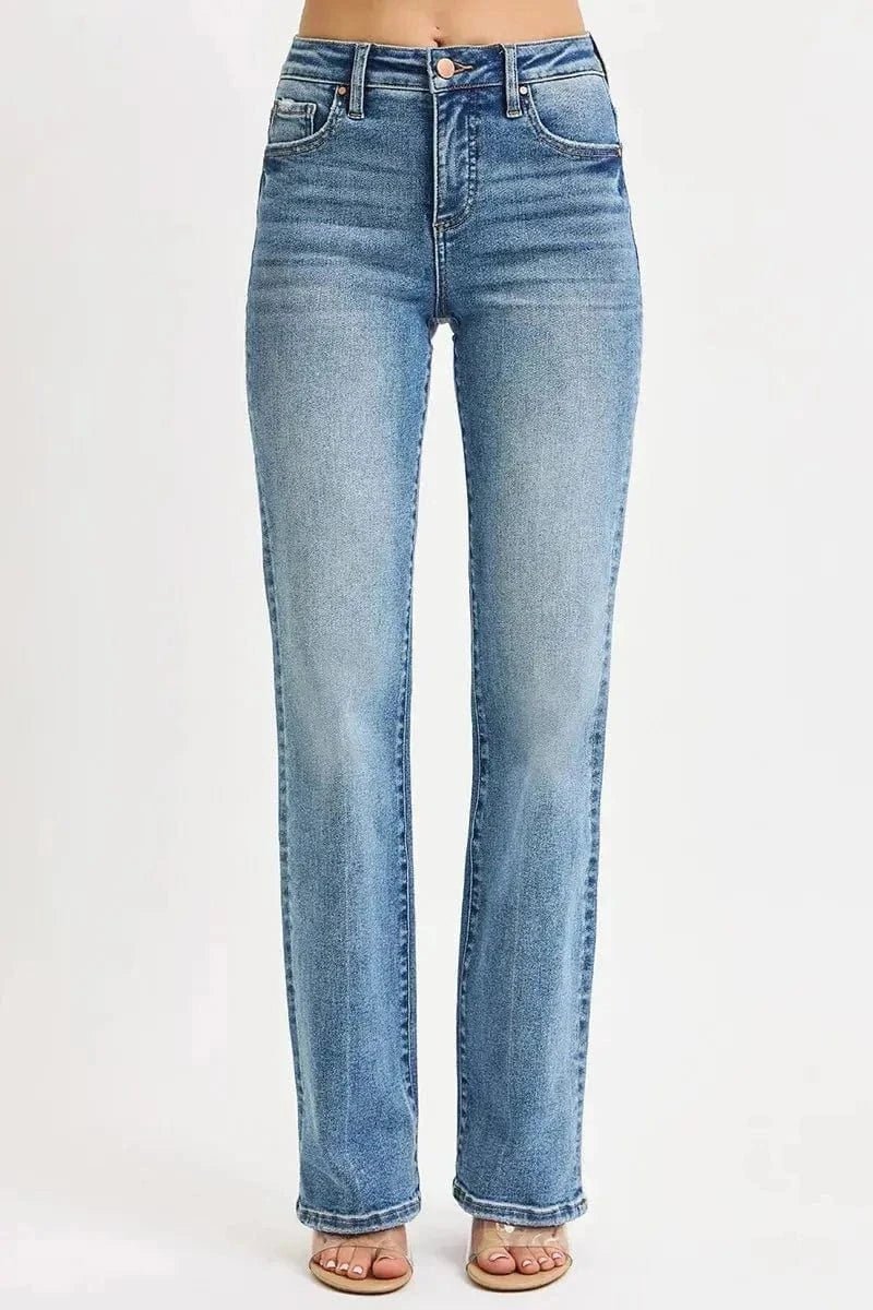 RISEN Full Size Tummy Control High Rise Straight Jeans Plus Size - MEDIUM by Trendsi from FREYA’S CLOSET