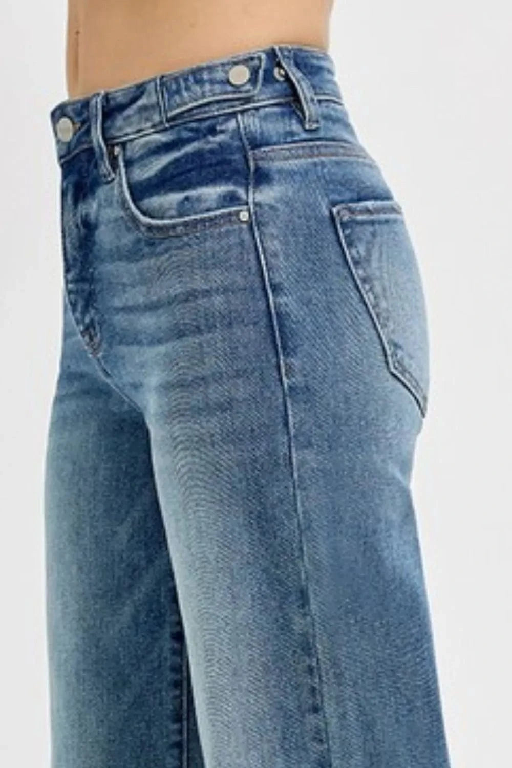 Trendsi RISEN Full Size Tummy Control High Rise Wide Adjustable Waist Band Jeans Plus Size