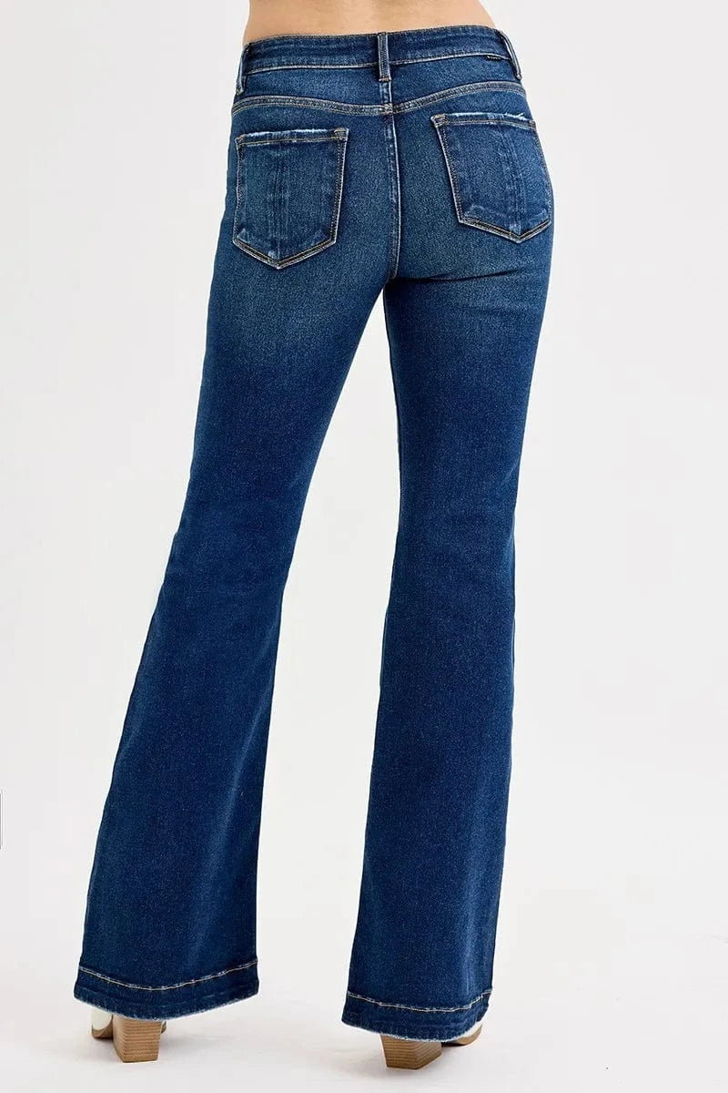 Trendsi Jeans RISEN Full SIze Tummy Control Mid Rise Flare Jeans Plus SIze