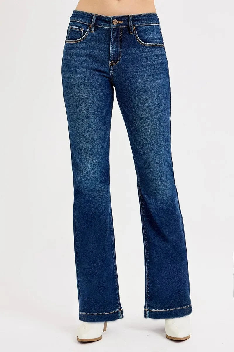 Trendsi Jeans RISEN Full SIze Tummy Control Mid Rise Flare Jeans Plus SIze