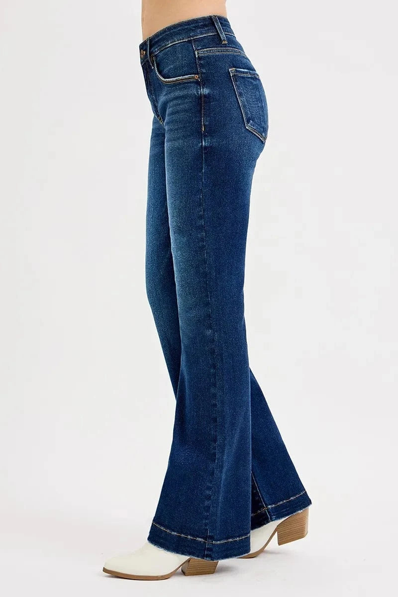 Trendsi Jeans RISEN Full SIze Tummy Control Mid Rise Flare Jeans Plus SIze