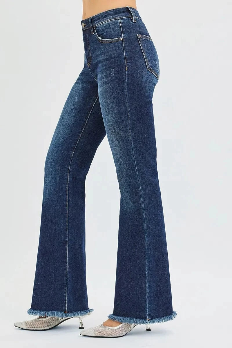 Trendsi Jeans RISEN Full Size Tummy Control Mid Rise Flare Jeans Plus Size