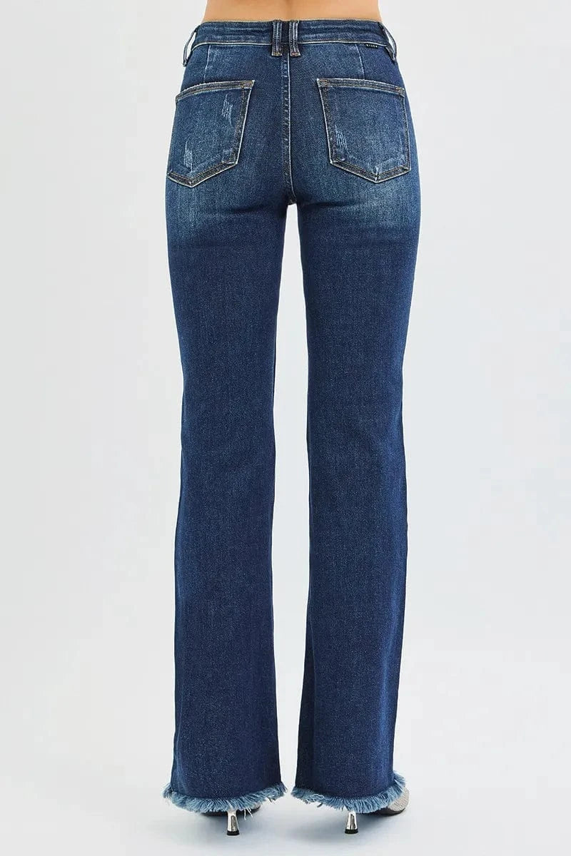 Trendsi Jeans RISEN Full Size Tummy Control Mid Rise Flare Jeans Plus Size