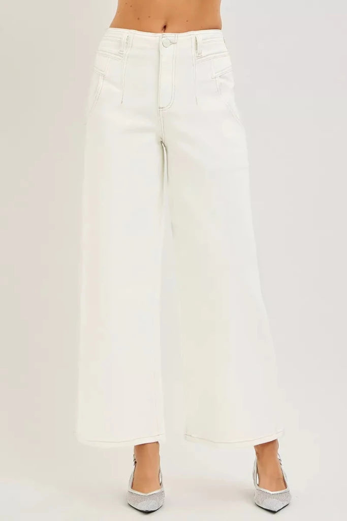 RISEN High Rise Ankle Wide Pants - CREAM by Trendsi from FREYA’S CLOSET